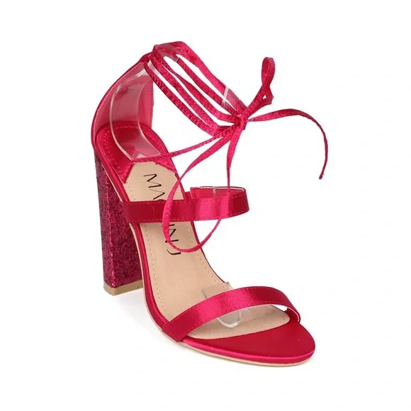 Fuchsia glitter satin heel - Picture 5 of 5